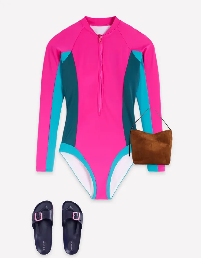 Rash Guard Swimsuit - Pink, Colourblock | Boden USA